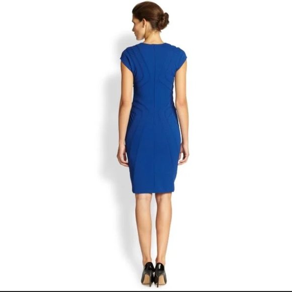 ESCADA Cap Sleeve Danette Piped Scuba Dress Sz.36 Cobalt Blue *EUC* MSRP: $1,450 - Picture 3 of 9